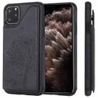 For iPhone 11 Pro Max Cat Tree Embossing Pattern Shockproof Protective Case with Card Slots & Photo Frame & Holder(Black) - 1