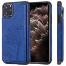For iPhone 11 Pro Max Cat Tree Embossing Pattern Shockproof Protective Case with Card Slots & Photo Frame & Holder(Blue) - 1