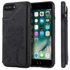 For iPhone 8 Plus & 7 Plus Cat Tree Embossing Pattern Shockproof Protective Case with Card Slots & Photo Frame & Holder(Black) - 1
