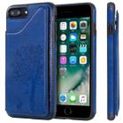 For iPhone 8 Plus & 7 Plus Cat Tree Embossing Pattern Shockproof Protective Case with Card Slots & Photo Frame & Holder(Blue) - 1