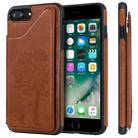 For iPhone 8 Plus & 7 Plus Cat Tree Embossing Pattern Shockproof Protective Case with Card Slots & Photo Frame & Holder(Brown) - 1