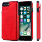 For iPhone 8 Plus & 7 Plus Cat Tree Embossing Pattern Shockproof Protective Case with Card Slots & Photo Frame & Holder(Red) - 1