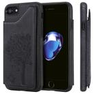For iPhone SE 2020 & 8 & 7 Cat Tree Embossing Pattern Shockproof Protective Case with Card Slots & Photo Frame & Holder(Black) - 1