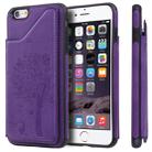 For iPhone 6 Plus & 6s Plus Cat Tree Embossing Pattern Shockproof Protective Case with Card Slots & Photo Frame & Holder(Purple) - 1