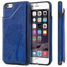 For iPhone 6 Plus & 6s Plus Cat Tree Embossing Pattern Shockproof Protective Case with Card Slots & Photo Frame & Holder(Blue) - 1