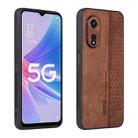 For OPPO A97 5G AZNS 3D Embossed Skin Feel Phone Case(Brown) - 1