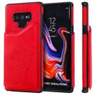 For Galaxy Note 9 Cat Tree Embossing Pattern Shockproof Protective Case with Card Slots & Photo Frame & Holder(Red) - 1