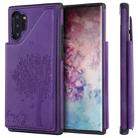 For Galaxy Note 10+ Cat Tree Embossing Pattern Shockproof Protective Case with Card Slots & Photo Frame & Holder(Purple) - 1