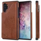 For Galaxy Note 10+ Cat Tree Embossing Pattern Shockproof Protective Case with Card Slots & Photo Frame & Holder(Brown) - 1