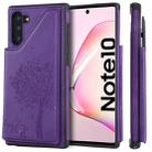 For Galaxy Note 10 Cat Tree Embossing Pattern Shockproof Protective Case with Card Slots & Photo Frame & Holder(Purple) - 1