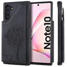 For Galaxy Note 10 Cat Tree Embossing Pattern Shockproof Protective Case with Card Slots & Photo Frame & Holder(Black) - 1