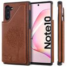 For Galaxy Note 10 Cat Tree Embossing Pattern Shockproof Protective Case with Card Slots & Photo Frame & Holder(Brown) - 1