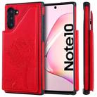 For Galaxy Note 10 Cat Tree Embossing Pattern Shockproof Protective Case with Card Slots & Photo Frame & Holder(Red) - 1