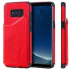 For Galaxy S8 Cat Tree Embossing Pattern Shockproof Protective Case with Card Slots & Photo Frame & Holder(Red) - 1