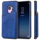 For Galaxy S9 Cat Tree Embossing Pattern Shockproof Protective Case with Card Slots & Photo Frame & Holder(Blue) - 1