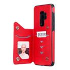 For Galaxy S9+ Cat Tree Embossing Pattern Shockproof Protective Case with Card Slots & Photo Frame & Holder(Red) - 6