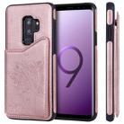 For Galaxy S9+ Cat Tree Embossing Pattern Shockproof Protective Case with Card Slots & Photo Frame & Holder(Rose Gold) - 1