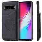 For Galaxy S10 5G Cat Tree Embossing Pattern Shockproof Protective Case with Card Slots & Photo Frame & Holder(Black) - 1