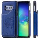 For Galaxy S10e Cat Tree Embossing Pattern Shockproof Protective Case with Card Slots & Photo Frame & Holder(Blue) - 1
