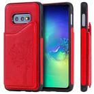 For Galaxy S10e Cat Tree Embossing Pattern Shockproof Protective Case with Card Slots & Photo Frame & Holder(Red) - 1