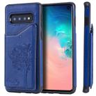 For Galaxy S10 Cat Tree Embossing Pattern Shockproof Protective Case with Card Slots & Photo Frame & Holder(Blue) - 1