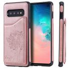 For Galaxy S10 Cat Tree Embossing Pattern Shockproof Protective Case with Card Slots & Photo Frame & Holder(Rose Gold) - 1