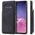 For Galaxy S10+ Cat Tree Embossing Pattern Shockproof Protective Case with Card Slots & Photo Frame & Holder(Black) - 1