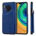 For Huawei Mate 30 Cat Tree Embossing Pattern Shockproof Protective Case with Card Slots & Photo Frame & Holder(Blue) - 1