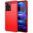 For Xiaomi Redmi Note 12 Pro 5G China Brushed Texture Carbon Fiber TPU Case(Red) - 1