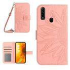 For OPPO A8/A31 Skin Feel Sun Flower Pattern Flip Leather Phone Case with Lanyard(Pink) - 1