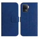 For OPPO A54 4G/A16 4G Skin Feel Sun Flower Pattern Flip Leather Phone Case with Lanyard(Dark Blue) - 2
