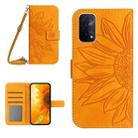 For OPPO A54 5G/A74 5G/A93 5G/A93S 5G Skin Feel Sun Flower Pattern Flip Leather Phone Case with Lanyard(Yellow) - 1