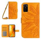For OPPO A55S Japan Edition Skin Feel Sun Flower Pattern Flip Leather Phone Case with Lanyard(Yellow) - 1