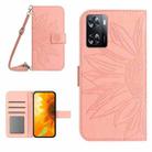 For OPPO A57 4G/A57 5G/A77 4G/A77 5G Skin Feel Sun Flower Pattern Flip Leather Phone Case with Lanyard(Pink) - 1