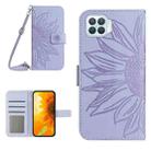 For OPPO A73 4G Skin Feel Sun Flower Pattern Flip Leather Phone Case with Lanyard(Purple) - 1
