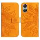 For OPPO A17 Skin Feel Sun Flower Pattern Flip Leather Phone Case with Lanyard(Yellow) - 1