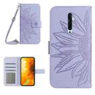 For OPPO Reno2 Z/Reno2 F Skin Feel Sun Flower Pattern Flip Leather Phone Case with Lanyard(Purple) - 1