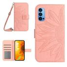 For OPPO Reno4 Pro 5G Skin Feel Sun Flower Pattern Flip Leather Phone Case with Lanyard(Pink) - 1