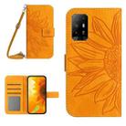 For OPPO Reno5 Z/A94 5G/A95 5G Skin Feel Sun Flower Pattern Flip Leather Phone Case with Lanyard(Yellow) - 1