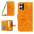 For OPPO Reno7 4G/Reno8 4G Skin Feel Sun Flower Pattern Flip Leather Phone Case with Lanyard(Yellow) - 1