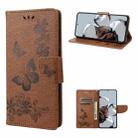 For Xiaomi 12T / 12T Pro / Redmi K50 Ultra Butterfly Embossed Horizontal Flip Leather Phone Case(Brown) - 1