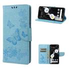 For Google Pixel 7 5G Butterfly Embossed Horizontal Flip Leather Phone Case(Blue) - 1