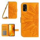 For Realme 7 Pro Skin Feel Sun Flower Pattern Flip Leather Phone Case with Lanyard(Yellow) - 1