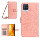 For Realme 8 4G/Realme 8 Pro Skin Feel Sun Flower Pattern Flip Leather Phone Case with Lanyard(Pink) - 1