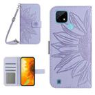 For Realme C20/C21 Skin Feel Sun Flower Pattern Flip Leather Phone Case with Lanyard(Purple) - 1