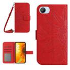 For Realme C30/Narzo 50i Prime Skin Feel Sun Flower Pattern Flip Leather Phone Case with Lanyard(Red) - 1