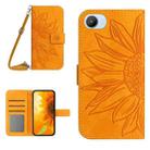For Realme C30/Narzo 50i Prime Skin Feel Sun Flower Pattern Flip Leather Phone Case with Lanyard(Yellow) - 1