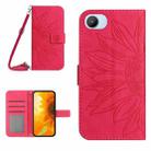 For Realme C30/Narzo 50i Prime Skin Feel Sun Flower Pattern Flip Leather Phone Case with Lanyard(Rose Red) - 1