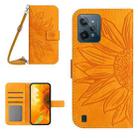 For Realme C31 Skin Feel Sun Flower Pattern Flip Leather Phone Case with Lanyard(Yellow) - 1