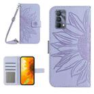 For Realme GT Master Skin Feel Sun Flower Pattern Flip Leather Phone Case with Lanyard(Purple) - 1